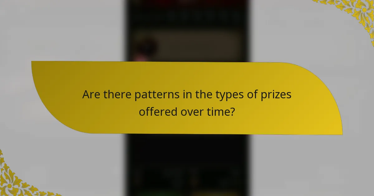 Are there patterns in the types of prizes offered over time?